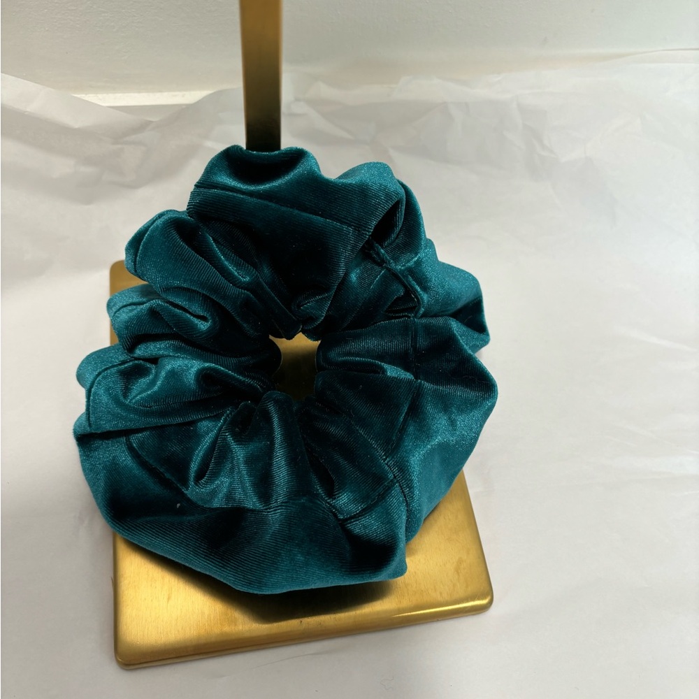 Giant Velvet Scrunchie, like new, color teal